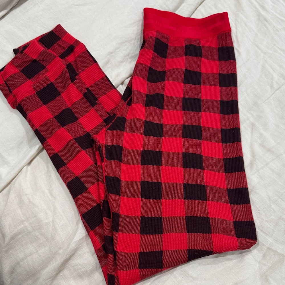 PINK Red and Black Plaid thermal pj pants